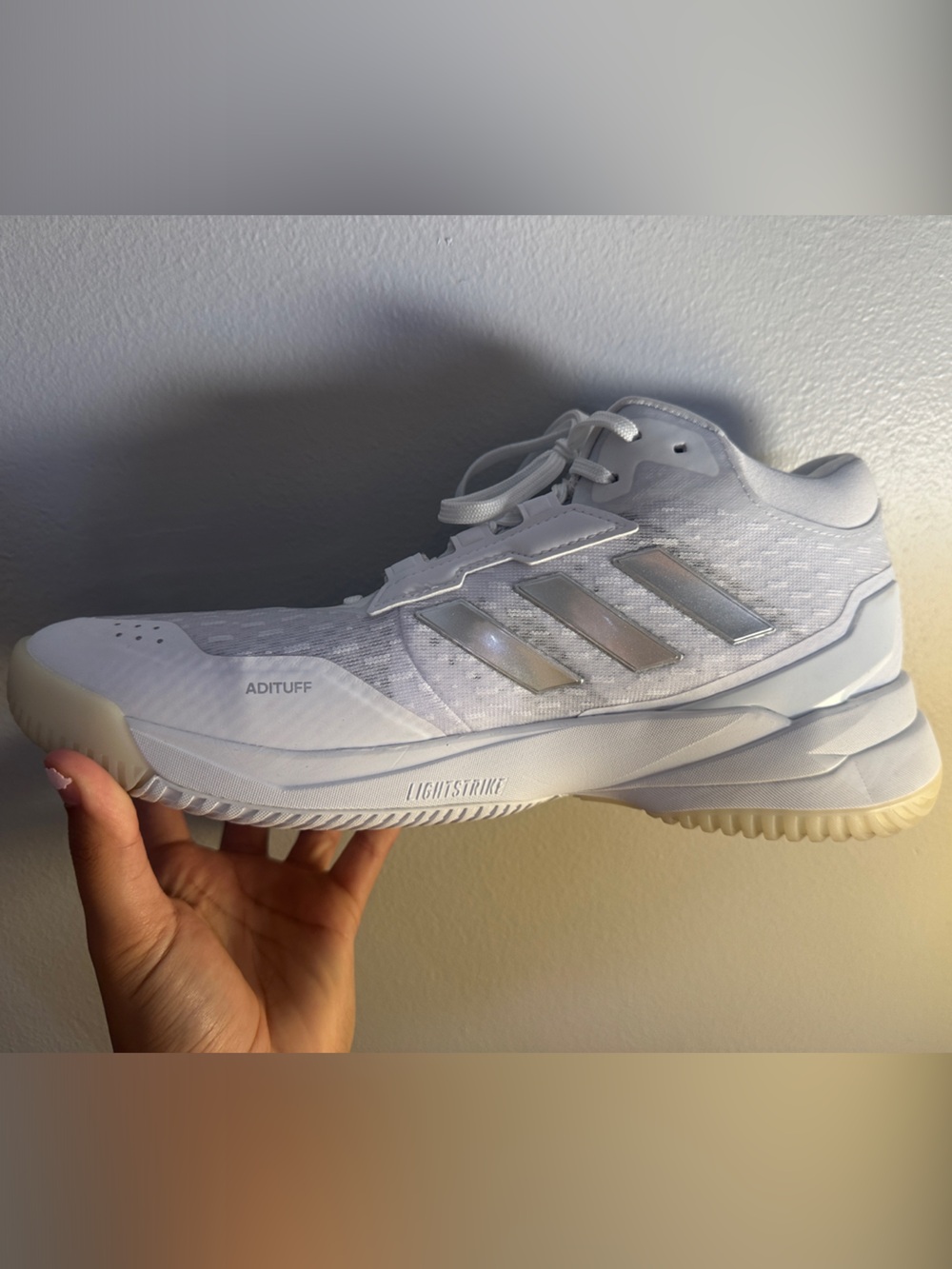 adidas White Kids' Athletic Sneakers with Silver Stripes